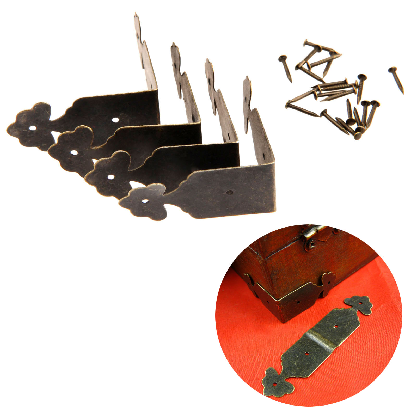 Furniture Hardware Nails - 4pcs Decorative Corner Protectors Iron Flower