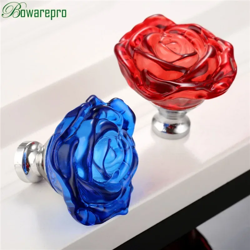 Furniture Hardware Kit - bowarepro 50MM Crystal Rose Glass Handle