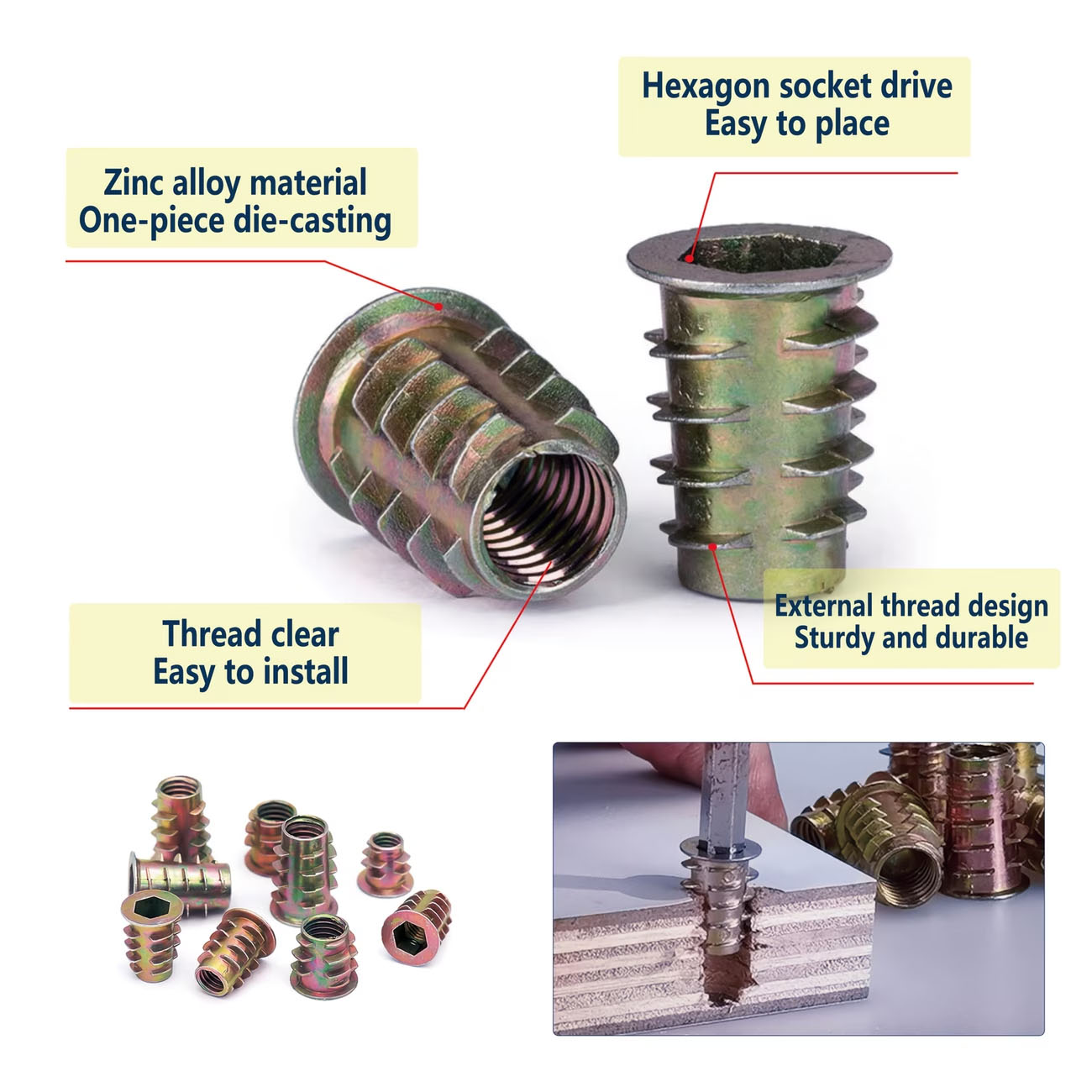 M4/M5/M6 Threaded Insert Nut E - Furniture Hardware Threaded Inserts review and price