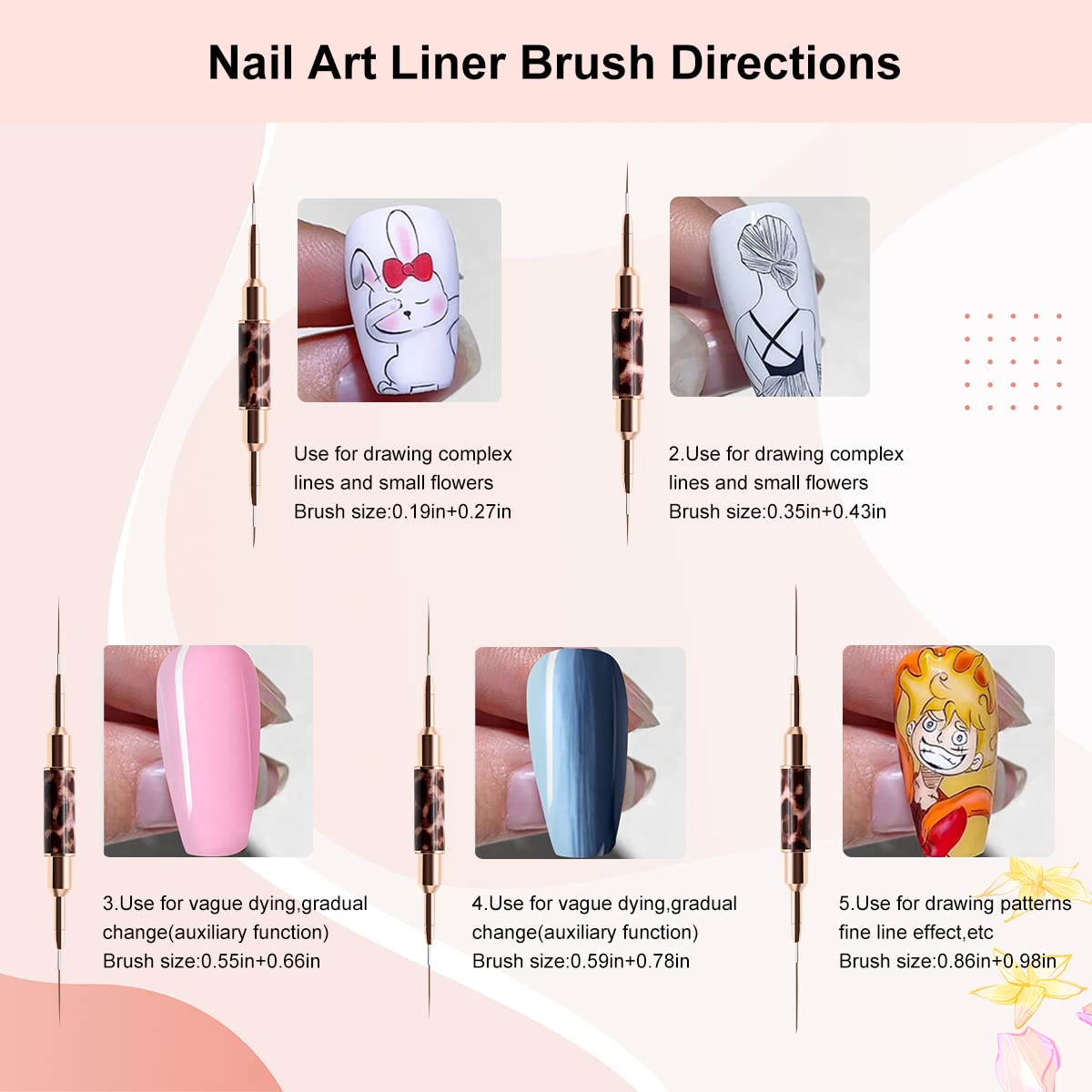 Liner Brush for Nails,5Pcs Dou - Furniture Hardware Nails review and price