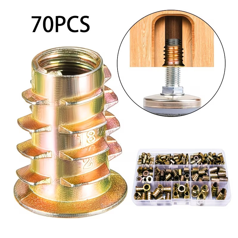 70pcs Threaded Insert Nut E-nu - Furniture Hardware Threaded Inserts review and price