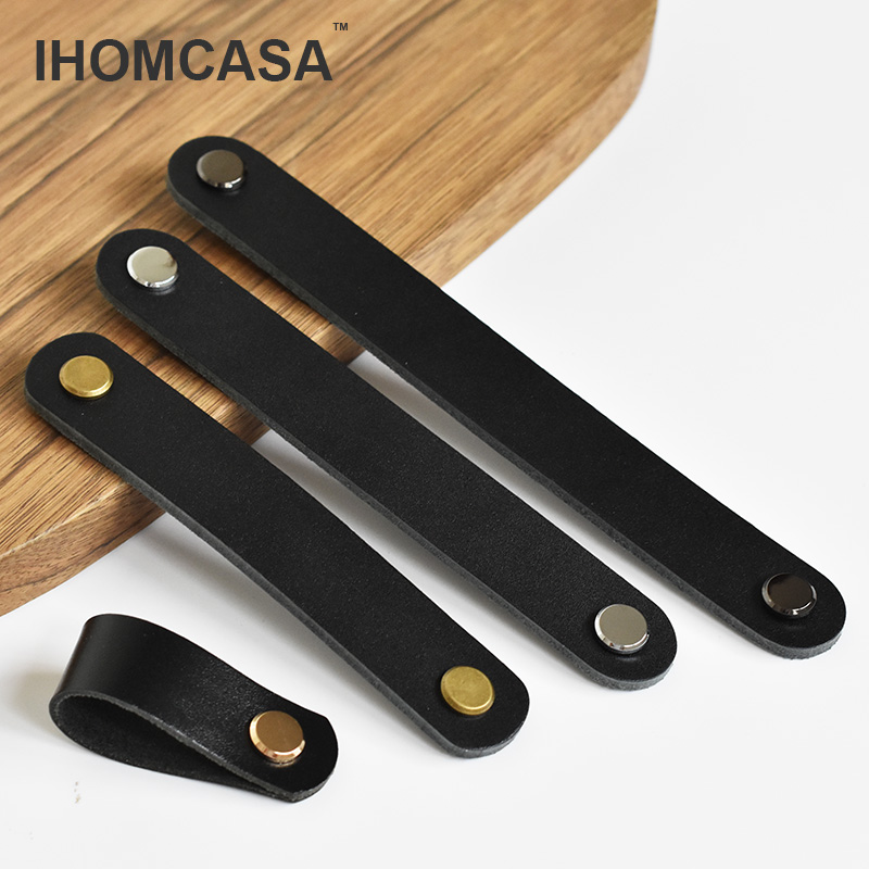 IHOMCASA Black Leather Knobs   - Restoration Hardware Furniture Used review and price